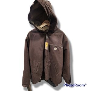 CARHARTT LOOSE FIT WASHED DUCK SHERPA LINED JACKET